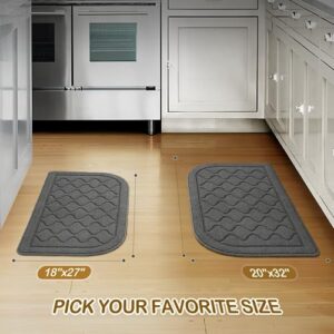 HOTBALZER 18×27 Inch Kitchen Rugs, Comfort Standing Kitchen Mats for Floor is Made of 100% Polypropylene, Kitchen Rugs and Mats Non Skid Washable for Kitchen, Floor, Office, Sink, Laundry, Grey