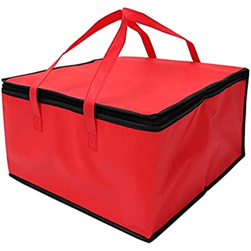 Rosarivae Thermal Insulated Food Delivery Bag Large Picnic Cooler Bag Pizza Warmer Bag Reusable Grocery Bags with Zipper and Handles for Restaurants Food Delivery Travel Shopping Catering Transport (Red)