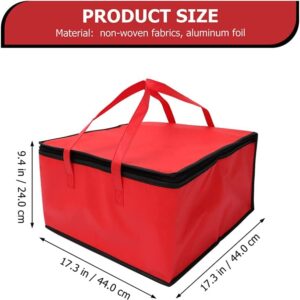 Rosarivae Thermal Insulated Food Delivery Bag Large Picnic Cooler Bag Pizza Warmer Bag Reusable Grocery Bags with Zipper and Handles for Restaurants Food Delivery Travel Shopping Catering Transport (Red)