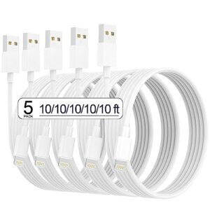 estbuc [apple mfi certified 5pack 10ft iphone charger long lightning cable fast charging high speed data sync iphone charger cord compatible with iphone 14/13/12/11 pro max/xs max/xr/xs/x/8/7/plus