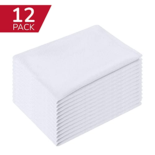 Leviharmony 12 Pack Cloth Napkins – White – 17 x 17 Inch – 100% Polyester Dinner Napkins – Table Napkins for Restaurant, Events and Weddings