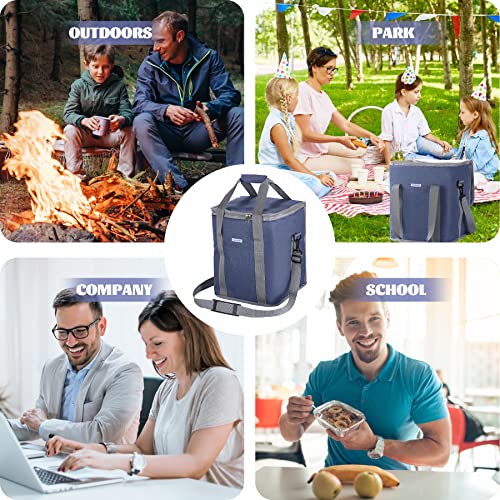 Yimieasybuy Reusable Grocery Bags, 30L Insulated Bags For Food Delivery,Food Insulated Bag，Suitable For Camping, Short Distance Travel, Grocery Transportation, Reusable Shopping Bag, Navy