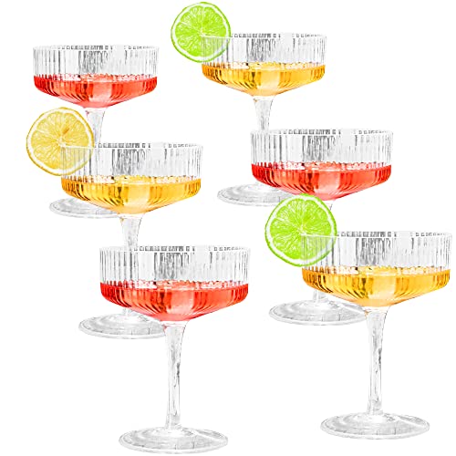 Montex 6 Pcs Coupe Glasses, 10 oz Classic Vintage Cocktail Galssware, Pefect for Cocktail, Champagne and Gift