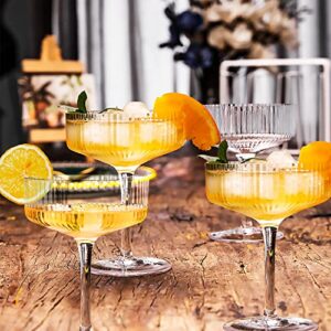 Montex 6 Pcs Coupe Glasses, 10 oz Classic Vintage Cocktail Galssware, Pefect for Cocktail, Champagne and Gift