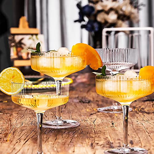 Montex 6 Pcs Coupe Glasses, 10 oz Classic Vintage Cocktail Galssware, Pefect for Cocktail, Champagne and Gift