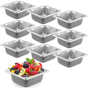 10 pack hotel pans stainless steel steam table pan stackable catering pan anti jam steam pan metal food pan for hotel restaurant buffet party supplies (6.9 x 6.4 x 2.5 inch)