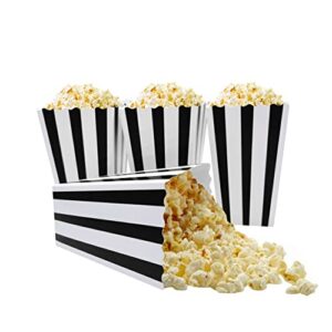 Jaojaopn 4.5 x 2.75 Mini Popcorn Boxes, Striped Popcorn Containers, Snack Container Set for Movie Night or Various Party Themes. 24 pcs(black and white)