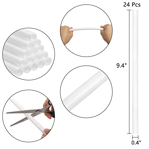 ZEAYEA 24 Pieces Cake Dowel Rods with 8 Pieces Cake Separator Plates for 4, 6, 8, 10 Inch Tiered Cakes, Plastic Cake Sticks Support Rods with Cake Board for 4 Tiered Cake Construction and Stacking