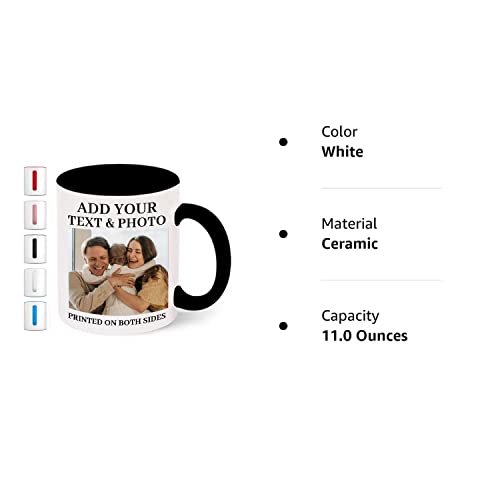 Personalized photo Mug Custom Mug Design Your Own Style with Words Picture, 11oz Multiple Colors Personalized Gifts Custom Cups for Birthday Anniversary Christmas.