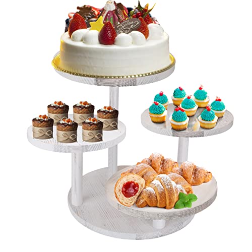 5 Tier Round Cupcake Tower Stand for 60 Cupcakes, Wooden Cake Stands with Tiered Tray Decor,Farmhouse Tiered Tray Decor,Cupcake Display for Birthday Graduation Baby Shower Tea Party