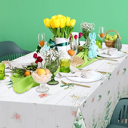 4 Pack Sage Green Eucalyptus Leaf Tablecloth Decorations, Plastic Spring Wood Sage Green Tablecloth Party Decorations, Green Disposable Table Cover for Baby Shower Birthday Wedding Party, 54x108 Inch