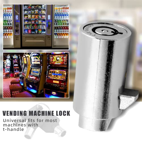 Luomorgo 1 Pc Vending Machine Lock and Key, Keyed Alike Tubular Soda Machine Lock, Universal Candy Machine Lock Replacement, Snack Vending Machine Locks with 3Pcs Keys (Chrome)