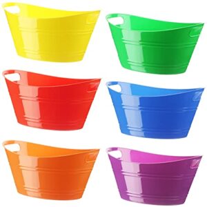 6 pieces ice buckets bulk, plastic ice buckets with handles, oval storage tub, large capacity ice drink bucket for party bar wine beer champagne beverage bottle cooler (multicolor,4.5 liter)