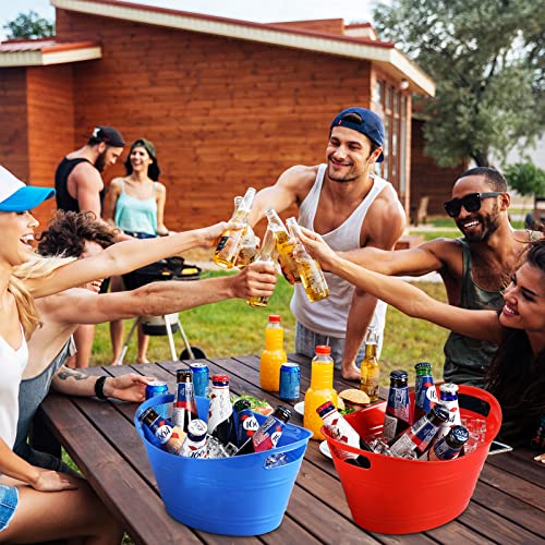 6 Pieces Ice Buckets Bulk, Plastic Ice Buckets with Handles, Oval Storage Tub, Large Capacity Ice Drink Bucket for Party Bar Wine Beer Champagne Beverage Bottle Cooler (Multicolor,4.5 Liter)