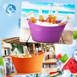 6 Pieces Ice Buckets Bulk, Plastic Ice Buckets with Handles, Oval Storage Tub, Large Capacity Ice Drink Bucket for Party Bar Wine Beer Champagne Beverage Bottle Cooler (Multicolor,4.5 Liter)