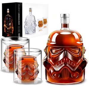 whiskey decanter set transparent creative with 2 150ml glasses, whiskey carafe for brandy,scotch,vodka,gifts for dad,husband,boyfriend