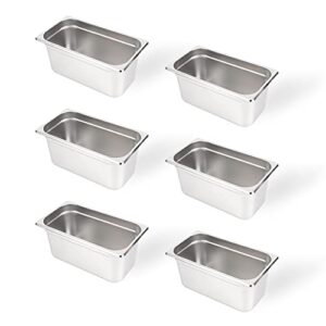 tenup 6 pack anti-jam hotel pans, 1/3 size 6 inch deep, nsf, commercial 18/8 stainless steel pan，steam table pan, catering food pan