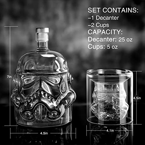 Whiskey Decanter Set Transparent Creative with 2 150ml Glasses, Whiskey Carafe for Brandy,Scotch,Vodka,Gifts for Dad,Husband,Boyfriend