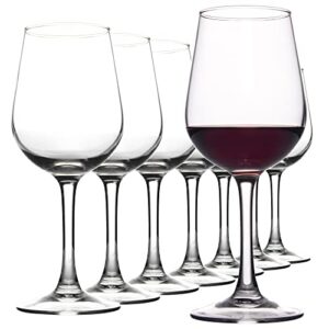 fawles fully tempered wine glasses, shock resistant wine glass set for red or white wine, dishwasher safe stem glasses for restaurants, bars, home (set of 8, 15.5 oz)