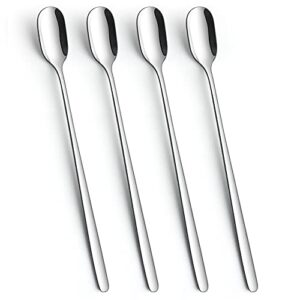 long handle ice tea spoons,9.1-inch tea spoons,coffee spoon,ice cream spoon,stainless steel cocktail mixing spoons for cold drink, set of 4