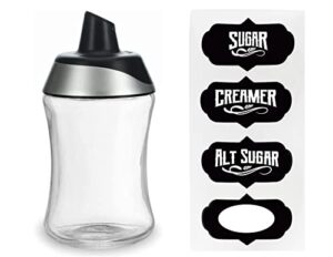 ginger ponds stainless steel improved design upgraded sugar or creamer dispenser & shaker with labels for beverages and cooking cream dispenser for coffee bar accessories and organizer