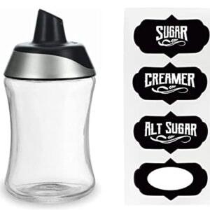 Ginger Ponds Stainless Steel Improved Design Upgraded Sugar or Creamer Dispenser & Shaker with Labels for Beverages and Cooking Cream Dispenser for Coffee Bar Accessories and Organizer