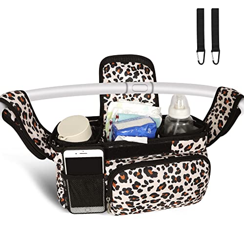 Universal Stroller Organizer with Insulated Cup Holders, Baby Stroller Organizer Bag Fits Any Strollers