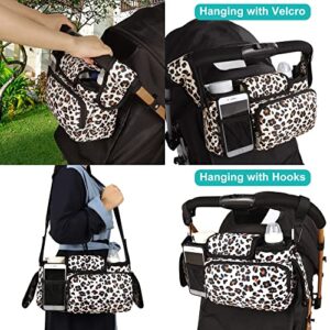 Universal Stroller Organizer with Insulated Cup Holders, Baby Stroller Organizer Bag Fits Any Strollers