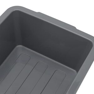 SEHOI 8 PCS Gray Plastic Tubs, 8L Commercial Tote Box, Food Service Tubs, Rectangular Plastic Dish Bin Utility Bus Tubs for Storing, Transporting, Washing, 8 Liters Capacity