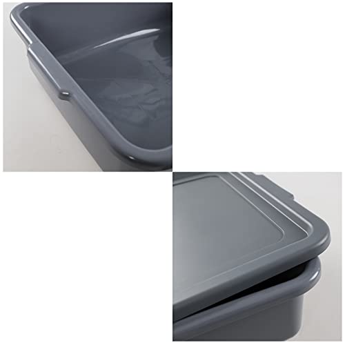 Zopnny Pack of 3 Plastic Bus Tub, Commercial Bus Box with Lid, Grey