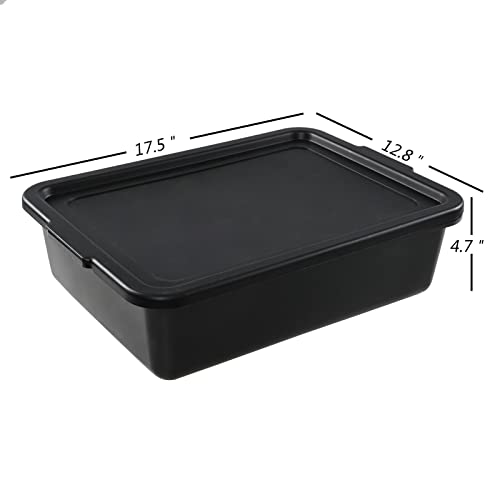 Buyitt 3-Pack Commercial Bus Box with Lid, Plastic Utility Bus Tubs, Black, F