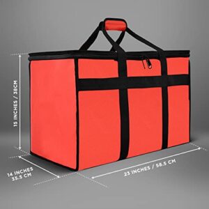 Dodin Delivery Insulated Food Delivery Bag - 23x14x15 inches - Water-Resistant Interior - Ideal for Commercial Catering - Reusable Grocery Bag - Professional and Heavy-Duty - XXL - Red