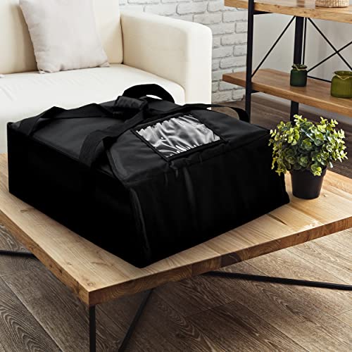 Dodin Delivery Pizza Delivery Bag - 21.5x19.75x7.75 inches - Commercial Grade Nylon Interior & Exterior - Heavy-Duty and Insulated - Tailor Made For Pizza Delivery - Large - Black