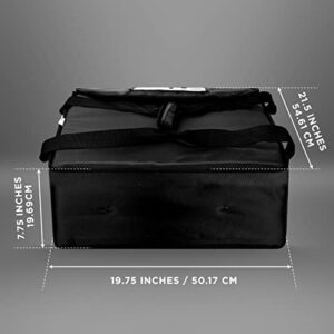 Dodin Delivery Pizza Delivery Bag - 21.5x19.75x7.75 inches - Commercial Grade Nylon Interior & Exterior - Heavy-Duty and Insulated - Tailor Made For Pizza Delivery - Large - Black