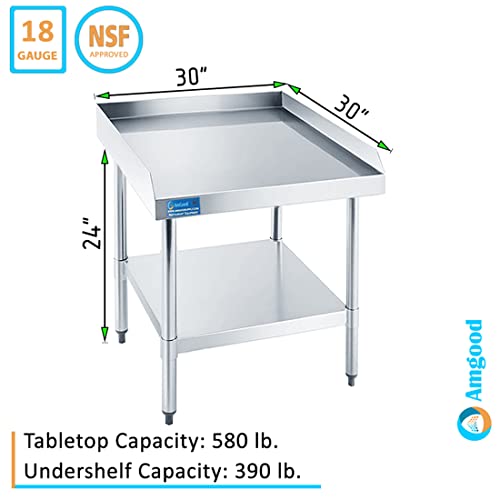 AmGood 30" x 30" Stainless Steel Equipment Stand | Height: 24" | Commercial Heavy Duty Grill Table