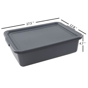 Yesdate 3 Packs 13 L Plastic Commercial Bus Box with Lid, Utility Bus Tub, Grey