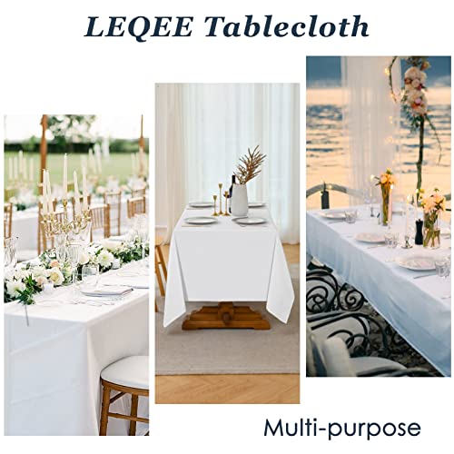 LEQEE Rectangle Tablecloth,90 * 132inch Stain and Wrinkle Resistant Polyester Table Cloth,Decorative Fabric Table Cover for Kitchen,Dinning,Party,Wedding Rectangular(White)