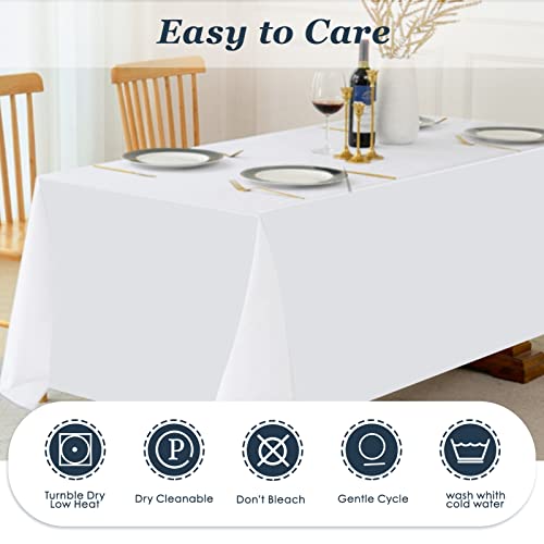 LEQEE Rectangle Tablecloth,90 * 132inch Stain and Wrinkle Resistant Polyester Table Cloth,Decorative Fabric Table Cover for Kitchen,Dinning,Party,Wedding Rectangular(White)