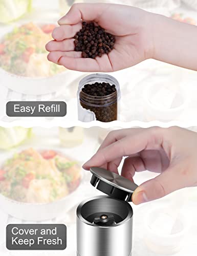 Gulex® Salt and Pepper Grinder Set, 2 in 1 Salt Mill and Pepper Mill with 5 Level Adjustable Coarseness, Stainless Steel Salt and Pepper Grinder Refillable for Kitchen (2 in 1)