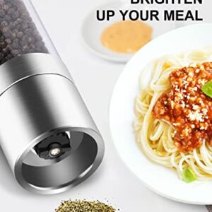 Gulex® Salt and Pepper Grinder Set, 2 in 1 Salt Mill and Pepper Mill with 5 Level Adjustable Coarseness, Stainless Steel Salt and Pepper Grinder Refillable for Kitchen (2 in 1)