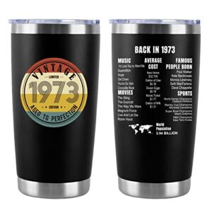 50th birthday gifts for men, funny 1973 50 year old gifts for men women 50th birthday decorations men women unique christmas fathers valentines gifts for husband dad wife - 20 oz tumbler