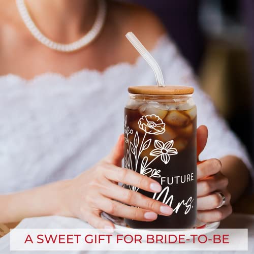 Bride To Be Gifts - Bridal Shower Gift - Engagement Gifts for Women, Bachelorette Gifts for Bride, Bride Gifts - Bachelorette Party Favors, Wedding Bridal Shower Decorations - Future Mrs Can Glass