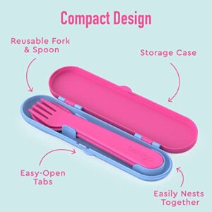 Bentgo® Kids Utensil Set - Reusable Plastic Fork, Spoon & Storage Case - BPA-Free Materials, Easy-Grip Handles, Dishwasher Safe - Ideal for School Lunch, Travel, & Outdoors (Rainbows and Butterflies)