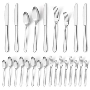 moretoes 20pcs silverware set for 4, stainless steel cutlery set, mirror polished flatware sets for home and restaurant, include knife fork spoon set, dishwasher safe