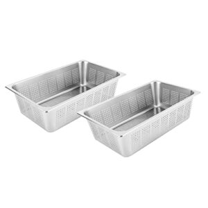 Mgorgeous Anti-Jam Perforated Stainless Steel Steam Table/Hotel Pan, Pack of 2 (6inch)