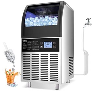 gseice commercial ice maker machine,150lbs/24h with 34lbs ice storage capacity, 20” air cooled freestanding ice machine, automatic operation self clean ice cube maker for home office bar restaurant