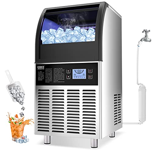 GSEICE Commercial Ice Maker Machine,150lbs/24H with 34lbs Ice Storage Capacity, 20” Air Cooled Freestanding Ice Machine, Automatic Operation Self Clean Ice Cube Maker for Home Office Bar Restaurant