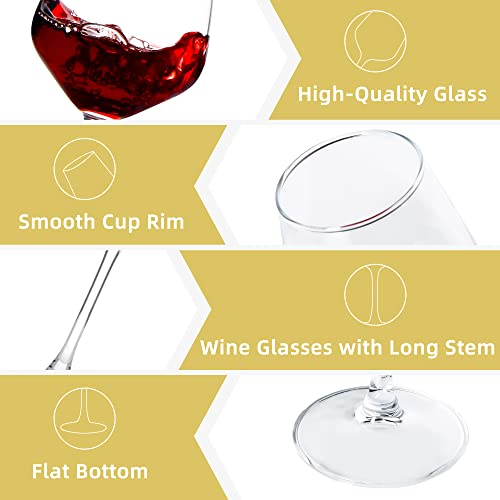 Long Stem Wine Glasses Set of 8, 12oz Clear Red/White for Party, Wedding and Home