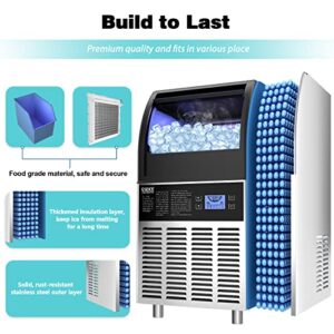 GSEICE Commercial Ice Maker Machine,150lbs/24H with 34lbs Ice Storage Capacity, 20” Air Cooled Freestanding Ice Machine, Automatic Operation Self Clean Ice Cube Maker for Home Office Bar Restaurant