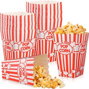 100 pcs popcorn boxes red white striped classic paper popcorn buckets square popcorn container popcorn holders popcorn bags popcorn bowl for popcorn machine movie night carnival circus party theater
